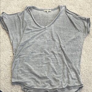 Gray V-Neck Women's Top